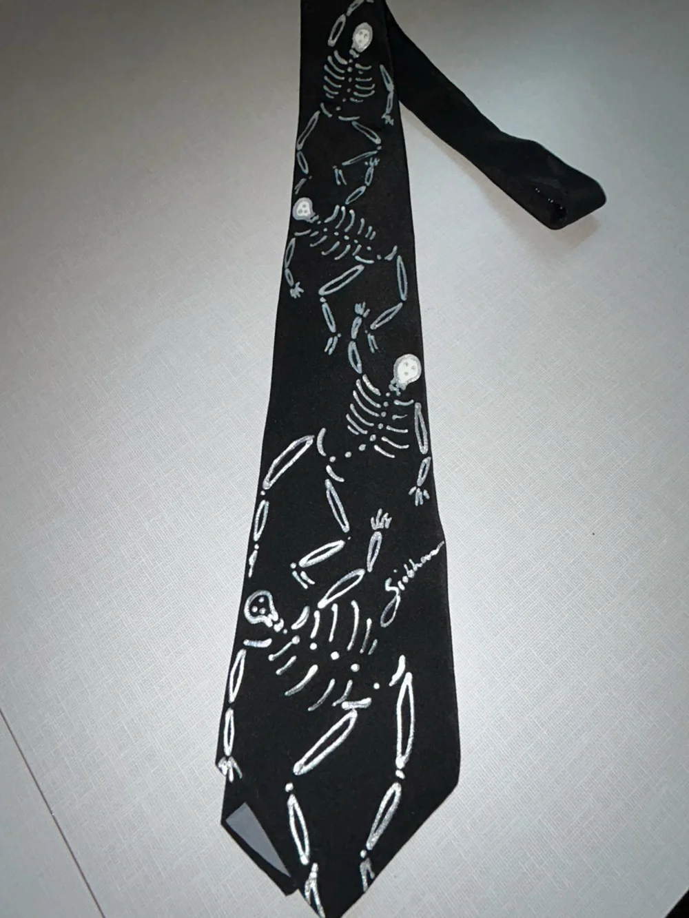 Hand painted by Siobhan! 100% Silk Skeleton Tie